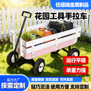 Carrito de Herramientas de Jardín de 4 Ruedas, Marco de Acero y Madera Blanca, Desmontable, para Transporte de Herramientas al Aire Libre - Product Image 5