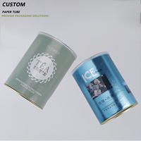 Tube en carton écologique personnalisé avec logo, pour poudres alimentaires, avec couvercle métallique en aluminium facile à ouvrir