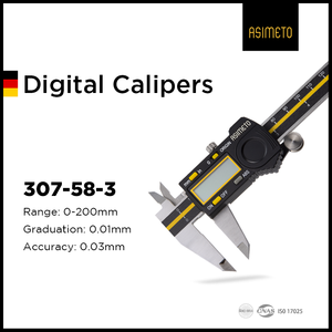 Calibre numérique Asimeto de haute qualité en acier inoxydable, résistant à l'huile et à l'eau, 0-200 mm, précision +/-0,03 mm - Product Image 2
