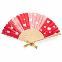 Éventail pliant Saint-Valentin imprimé cœur, cadeaux de fête, rouge rose, éventail à main romantique, décoration, cadeau pour couples, anniversaire