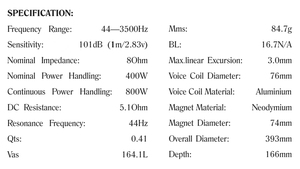 Altavoz V-NICE de 15 Pulgadas, Bobina de Voz de 76 mm, Imán de Neodimio de 74 mm, Subwoofer Profesional para Sistema de Sonido, Woofer de Medios-Bajos - Product Image 4
