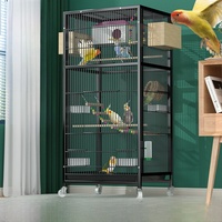 Volière rectangulaire en fer épaissi avec cadre en plastique pour oiseaux, idéale pour perruches, calopsittes, mynas – Grande boîte d'élevage facile à assembler