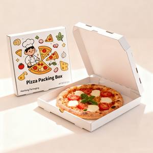 Boîte à pizza blanche avec logo personnalisé Boîte d'emballage alimentaire ondulée en papier kraft écologique Boîte de papier à <span class=keywords><strong>tarte</strong></span> biodégradable de haute qualité - Product Image 1