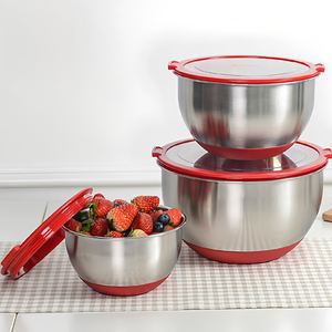 Set di <span class=keywords><strong>Ciotole</strong></span> <span class=keywords><strong>in</strong></span> <span class=keywords><strong>Vetro</strong></span> <span class=keywords><strong>Trasparente</strong></span> OEM con Coperchi, <span class=keywords><strong>Ciotole</strong></span> <span class=keywords><strong>in</strong></span> Acciaio Inox, 5 Pezzi con Base Antiscivolo <span class=keywords><strong>in</strong></span> Silicone, Colore Personalizzabile - Product Image 5