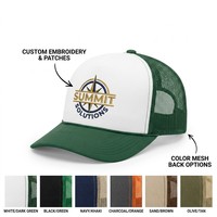 Gorra Trucker Verde y Blanca Transpirable con Parche Bordado de Montaña, Bosque, Naturaleza, Senderismo, Camping y Viajes