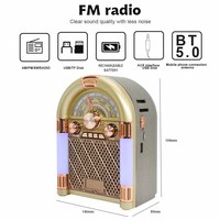 Pemutar MP3 Radio jam antik, desain baru FM/AM/SW 3 band Retro Radio USB/TF musik untuk hadiah