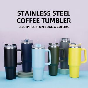 Wholesale 40Oz Mug Stainless Steel Tumbler <b>Cups</b> Vacuum Insulated Travel Coffee <b>Cup</b> <b>With</b> <b>Straw</b> Handle - Product Image 5