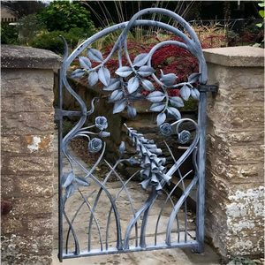 Portail de jardin en fer forgé de style vintage français |   Portail extérieur décoratif forgé à la main pour villa et jardin |   Taille personnalisée disponible - Product Image 1