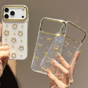 Custodia per telefono 3D con fiocco dorato e glitter per <span class=keywords><strong>iPhone</strong></span> 18 <span class=keywords><strong>Pro</strong></span> <span class=keywords><strong>Max</strong></span>, cover per cellulare per <span class=keywords><strong>iPhone</strong></span> 17 <span class=keywords><strong>Pro</strong></span> 16 15 LN034 - Product Image 2