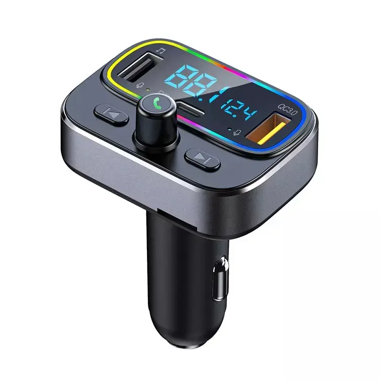 Hot Selling T66 Fm Transmitter 2 Microphones Dual Usb Qc3.0 Pd20w Fast Charging Car Charger Car Mp3 Player