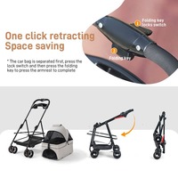 Poussette pliable 3 en 1 pour animaux de compagnie Siège d'auto pour chien chat Chariot détachable pour animaux de compagnie Poussette double pliable à une main