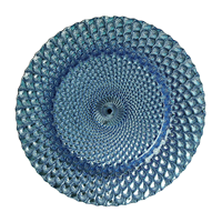 Assiettes de présentation en verre de 13 pouces pour mariage, ensemble d'assiettes de dîner en verre, assiettes de présentation dorées en verre pour la décoration de mariages