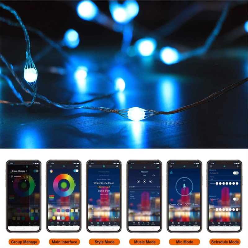Smart bluetooth Christmas hot style 20 key USBRGB 7 colour copper lamp LED outdoor atmosphere of the color of lamps light string