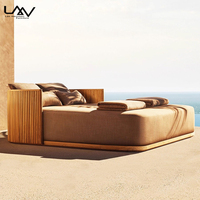 Style nordique extérieur hôtel teck cadre tissu imperméable canapé ensemble jardin patio en plein air luxe canapé meubles