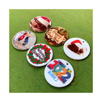 3 polegadas Rodada Círculo Personalizado Sublimação Em Branco De Cerâmica Enfeites De Natal Enfeite De Natal Plana