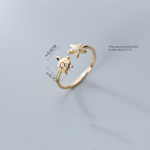 เครื่องประดับแฟชั่นที่ดี925เงินสเตอร์ลิงแหวนเต่าทะเล3D ปรับได้ลูกบาศก์เพทายชุบเงินเครื่องประดับเปิดแหวนสำหรับหญิงสาว - Product Image 6