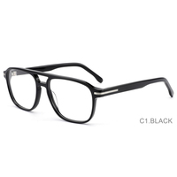 Gafas Ópticas SP2002 en Stock, Montura Aviador de Acetato Grueso con Decoración Metálica, Montura Completa para Hombre