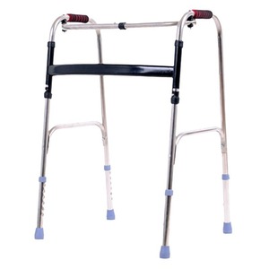 Andador de cuatro patas con ruedas para personas mayores y pacientes hemipléjicos, diseño plegable de acero inoxidable - Product Image 5