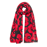Nouveau style – Écharpe en satin de soie imprimé pavot pour femme – Châle léger en viscose tendance