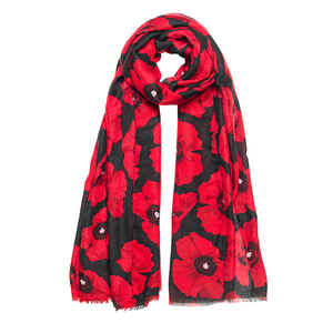Nouvelle mode grand <span class=keywords><strong>coquelicot</strong></span> imprimé écharpe châle longue fleur frange motif silencieux écharpes pour femmes pour l'automne et le printemps - Product Image 1