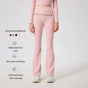 Joyyoung Meilleures ventes en gros Leggings de fitness pour femmes, taille haute, effet push-up, coupe évasée, avec logo personnalisé et coutures, <span class=keywords><strong>Garon</strong></span> - Product Image 2