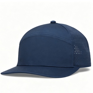 Wholesale Laser Cut Perforated Baseball Cap Custom Logo Quick‑Dry Performance Fabric 5 Panel Structured Unisex Golf Sports <b>Hat</b> - Product Image 5