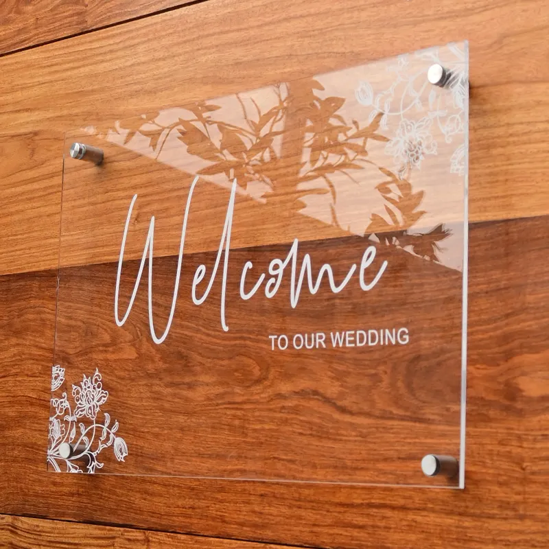 Decorazione della parete di fondo, cartellone in acrilico all'ingresso del negozio, tabellone per eventi di nozze all'aperto personalizzato