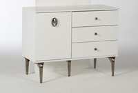 Ensemble de chambre à coucher moderne blanc 2 pièces avec commode et pieds en métal entièrement assemblés meubles en MDF pour le rangement de la maison