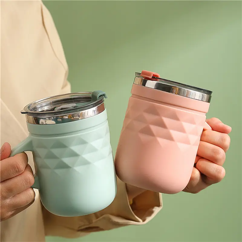 400ML Stainless Steel Thermos Tumbler Office Portable Insulated Mug Couple Straw Cup Vacuum Milk Cups Double Drinking Cup