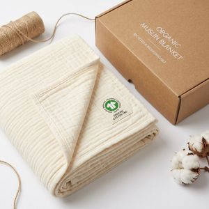 GOTS Organic Cotton 8-Layer Muslin <strong>Blanket</strong> 120"x120"|Heavyweight Oversized Crepe Bedspread|Custom Label Low MOQ Boutique Bedding - Product Image 2