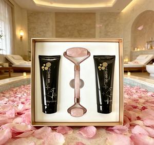 Rosenquarz Gesichts-Jade-Massageroller <span class=keywords><strong>Gua</strong></span> Sha Anti-Aging Akne-Behandlung Gesichtsroller-Set Verpackungsbox Beutel für den Heimgebrauch - Product Image 5