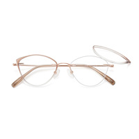 Monture de lunettes K1008IP en titane œil-de-chat avec verres amovibles, transformable rapidement en monture sans monture en titane à mémoire de forme