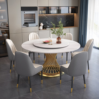 Moderner Luxus Marmor runder Esstisch Stuhl Set 4 6 8-Sitzer Küche Wohnzimmer Restaurant rotierende Möbel Designs
