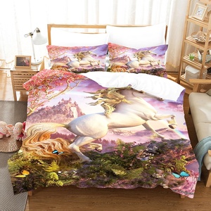 100% microfibre personnalisé ensemble de literie 3D impression numérique <span class=keywords><strong>licorne</strong></span> dessin animé pas cher housse de <span class=keywords><strong>couette</strong></span> ensemble draps - Product Image 2