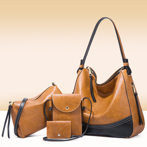 Bolso de Mano Simple con Bloques de Color, Moderno y a la Moda, de Gran Capacidad, Juego de Cuatro Piezas, Nuevo Estilo, Bolso de Hombro, Bolso Bandolera - Product Image 2