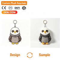Porte-clés en peluche hibou personnalisé, design original, rembourrage en coton PP, jouet doux, OEM ODM, logo, cadeau de fête, approvisionnement en gros