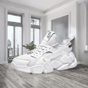 Zapatillas de tenis casuales de caña alta para hombre, primavera-otoño, tallas grandes, con suela gruesa, forro de malla, ligeras, con cordones, EVA, PU, sin cordones. - Product Image 2