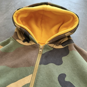 Sudadera con capucha de algodón 100% personalizada, de felpa gruesa, reversible, con cremallera, camuflaje, doble capa, estilo urbano, oversize para <span class=keywords><strong>hombre</strong></span> - Product Image 5