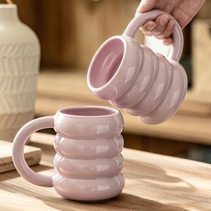 MSH Glattes Donut-Keramikbecher in Unifarbe Stilvoller Dessertbecher für Zuhause - Product Image 3