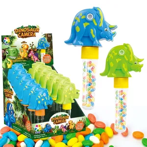 Fornecendo brinquedos de doces com tema de dinossauro com mini câmeras para visualização de imagens e doces com sabor de morango