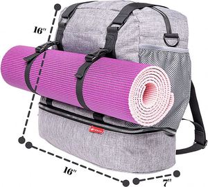 Sac de sport pour tapis de yoga en toile à motifs avec poche et fermeture éclair, fabriqué en usine BSCI - Product Image 5