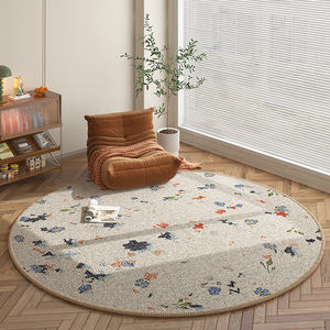 Rond personnalisé crème imprimé 3d fleur impression numérique tapis de sol en <span class=keywords><strong>boucle</strong></span> et <span class=keywords><strong>meilleur</strong></span> tapis pour la chambre à coucher - Product Image 2