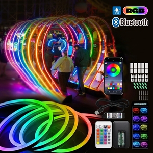   Luz de Neón <span class=keywords><strong>LED</strong></span> RGB con Sincronización Musical, Control por Aplicación Inteligente, <span class=keywords><strong>Tira</strong></span> Flexible, Retroiluminación para TV, Decoración para Dormitorio y Hogar, USB de 5V y para Exteriores - Product Image 4