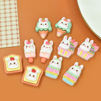 Mignon lapin gâteau toast résine flatback cabochon pour bricolage scrapbooking cheveux arcs tasse autocollant coque de téléphone décoration