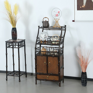 Bamboo Scripture Scrolls <b>Small</b> Bookshelf Rectangle Standing Type Living Room <b>Storage</b> <b>Cabinet</b> With Iron Frame Guizhou Origin - Product Image 2