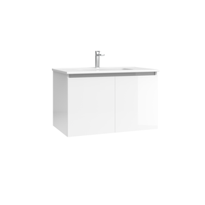 Armoire de salle de bain fonctionnelle NIZA, construction solide, finition blanche brillante, 50 cm, poignées de qualité supérieure, armoire de rangement - Product Image 1