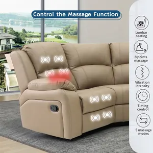 Geeksofá moderno de 3 + 2 + 1, sofá de couro genuíno com 7 lugares, reclinável, manual, para sala de estar e móveis