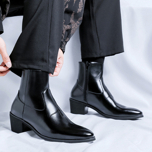 Bottes <span class=keywords><strong>Martin</strong></span> vintage à talon carré et bout pointu avec fermeture éclair latérale pour homme – Idéales pour le bureau, les rendez-vous et les tenues de ville – Grande Vente - Product Image 1
