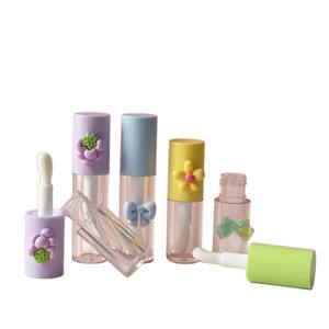Tube de gloss à lèvres vide en plastique rose rond de 4 ml, emballage cosmétique, conteneur de gloss à lèvres avec pinceau, logo personnalisé - Product Image 5