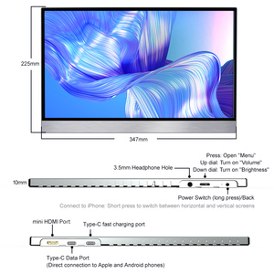 Moniteur <span class=keywords><strong>portable</strong></span> tactile USB <span class=keywords><strong>Type</strong></span> <span class=keywords><strong>C</strong></span> WIFI 15 pouces 1080P FHD IPS pour smartphone avec VESA - Product Image 5